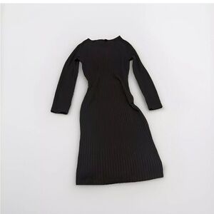 Mango Casual Black Long Sleeve Fitted Ribbed Sweater Dress Size Extra Small